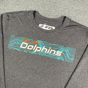 Nike Miami Dolphins Shirt Mens Large Gray Athletic Dri-Fit Player Team Issue